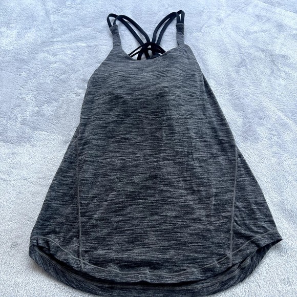 Lululemon Shirt Womens 4 Gray Black Free To Be Serene Tank Top Athletic Yoga Gym - Picture 2 of 10